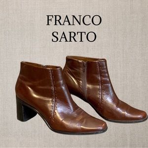 Franco Sarto Brown Leather Ankle Boots.  In Excellent Condition!  Size 8.5
